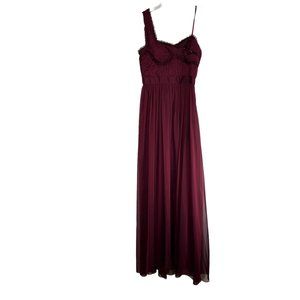 NWT Adrianna Papell Collection One Arm Womens Formal Long Maxi Dress Burgundy 10